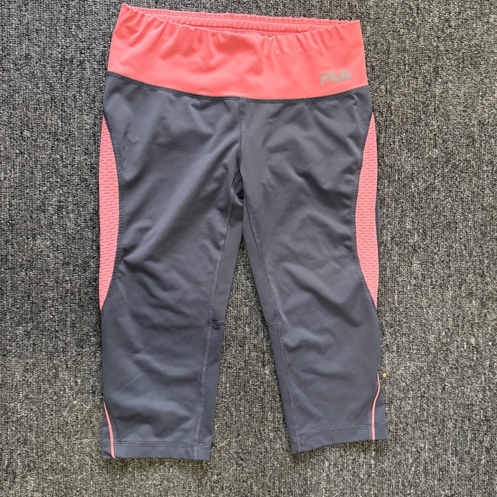 Fila Womens Charcoal and Coral Leggings